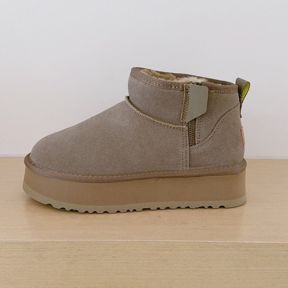 Women's platform zipper snow boots