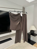 set woman 2 pieces2025 Fashion Vertical tube top Vintage Female + Pants Women's suit