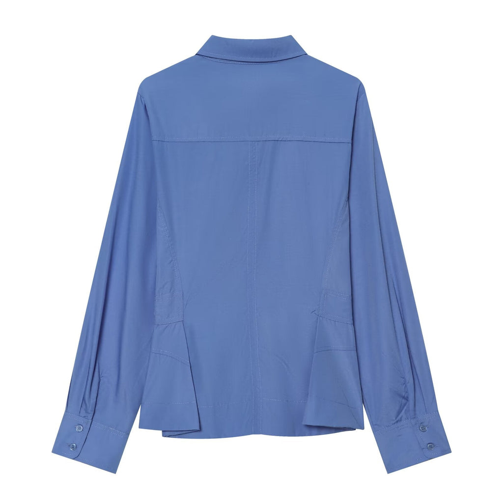 Women's short skirt style hemline poplin shirt
