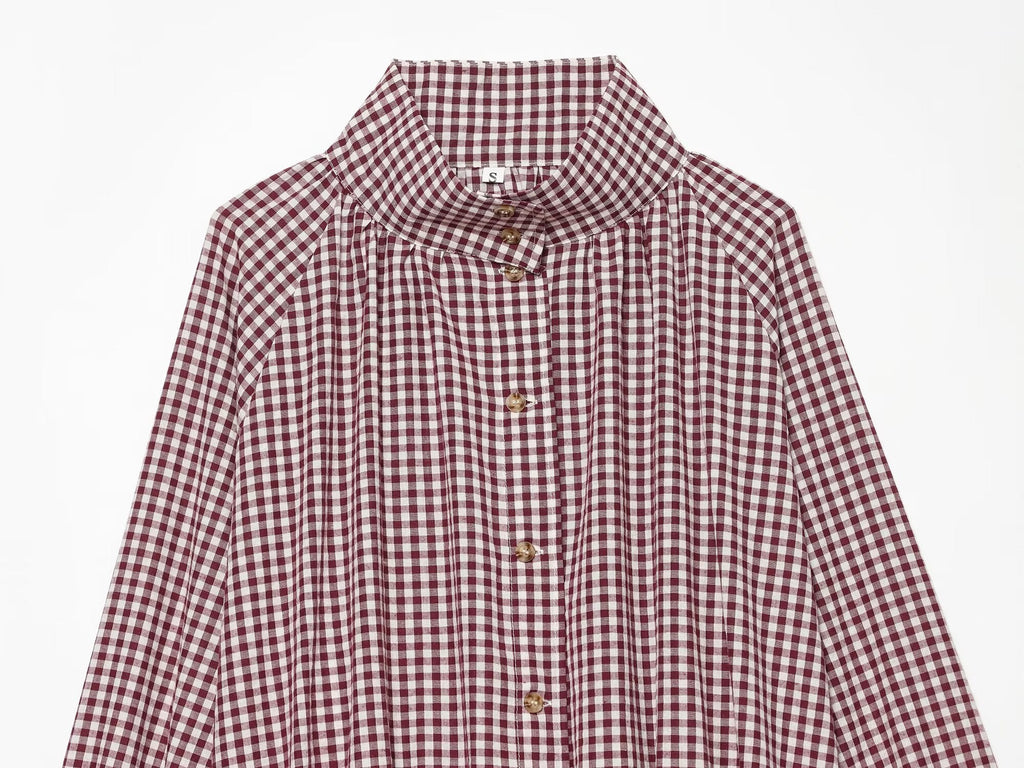 Women's with drawstring casual plaid Coat
