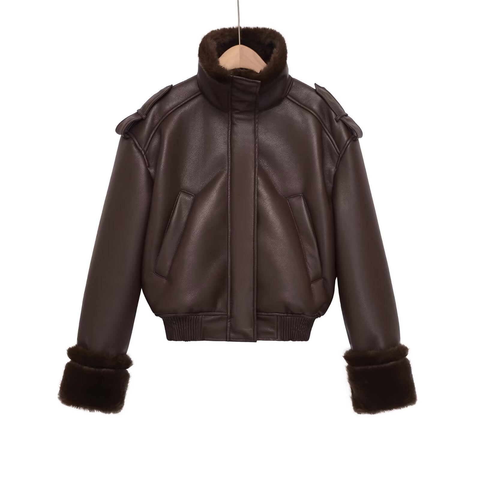 Women's double-sided faux leather pilot jacket Coat