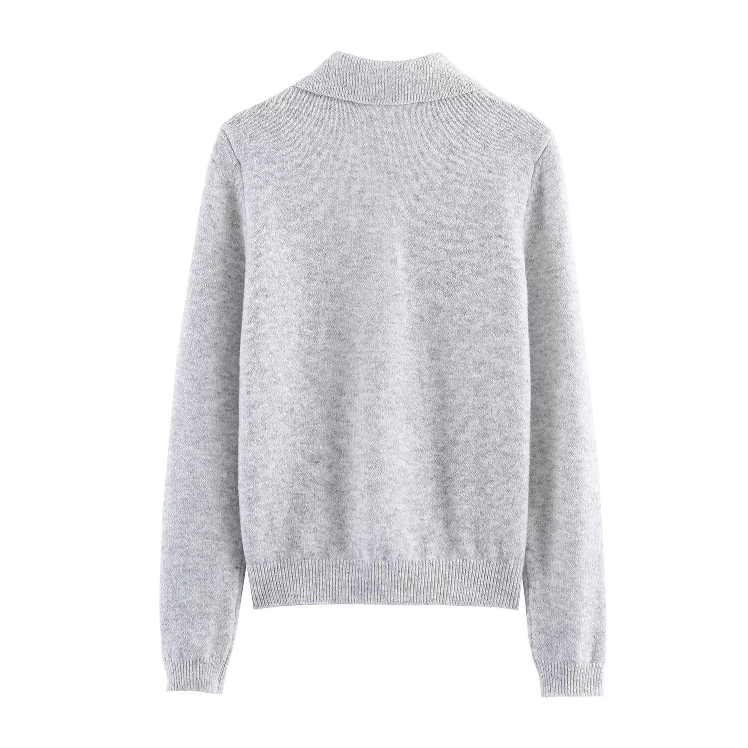 Women's casual long sleeved knitted polo shirt