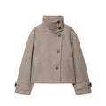 Women's loose standing collar warm woolen coat