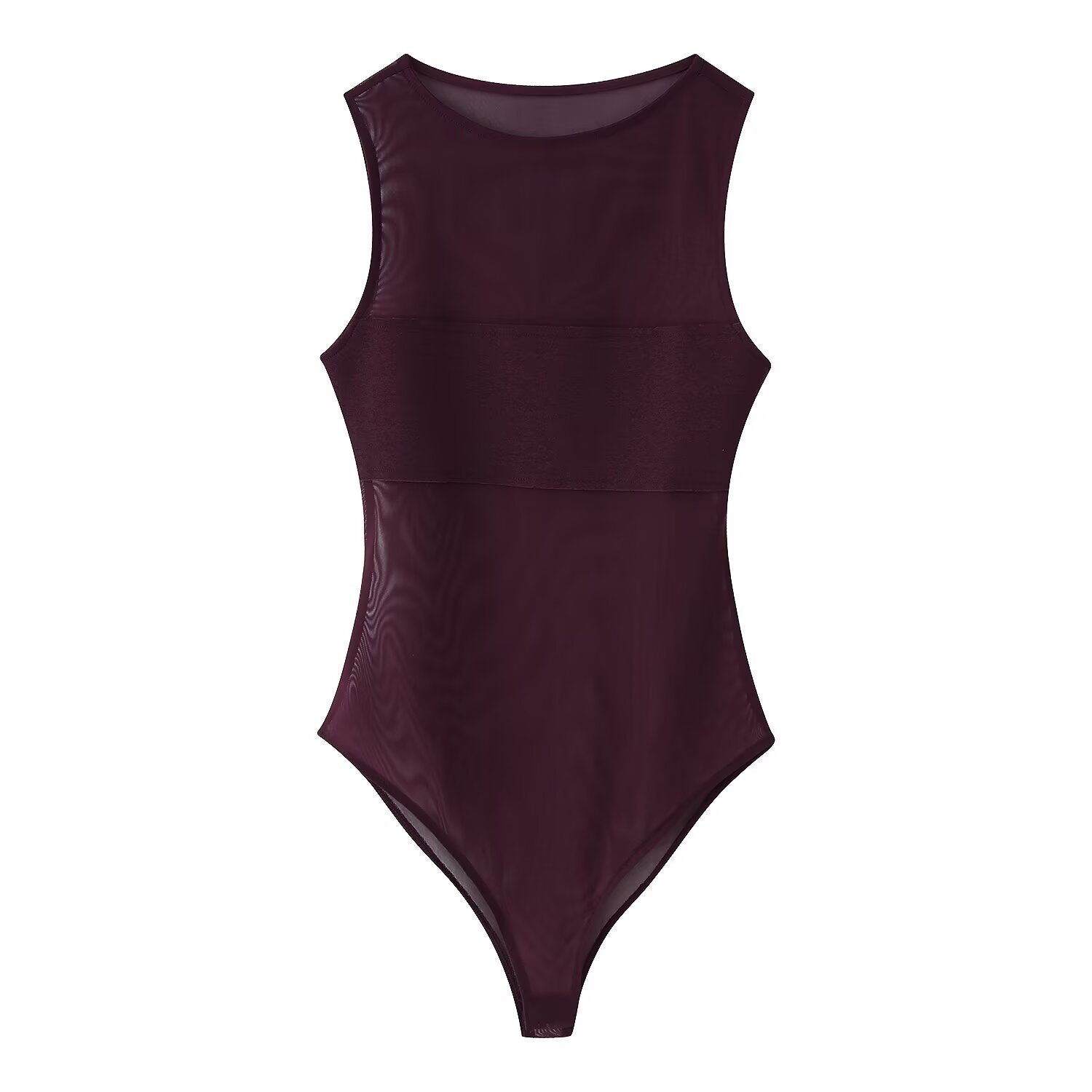 Women's sexy patchwork tulle bodysuit