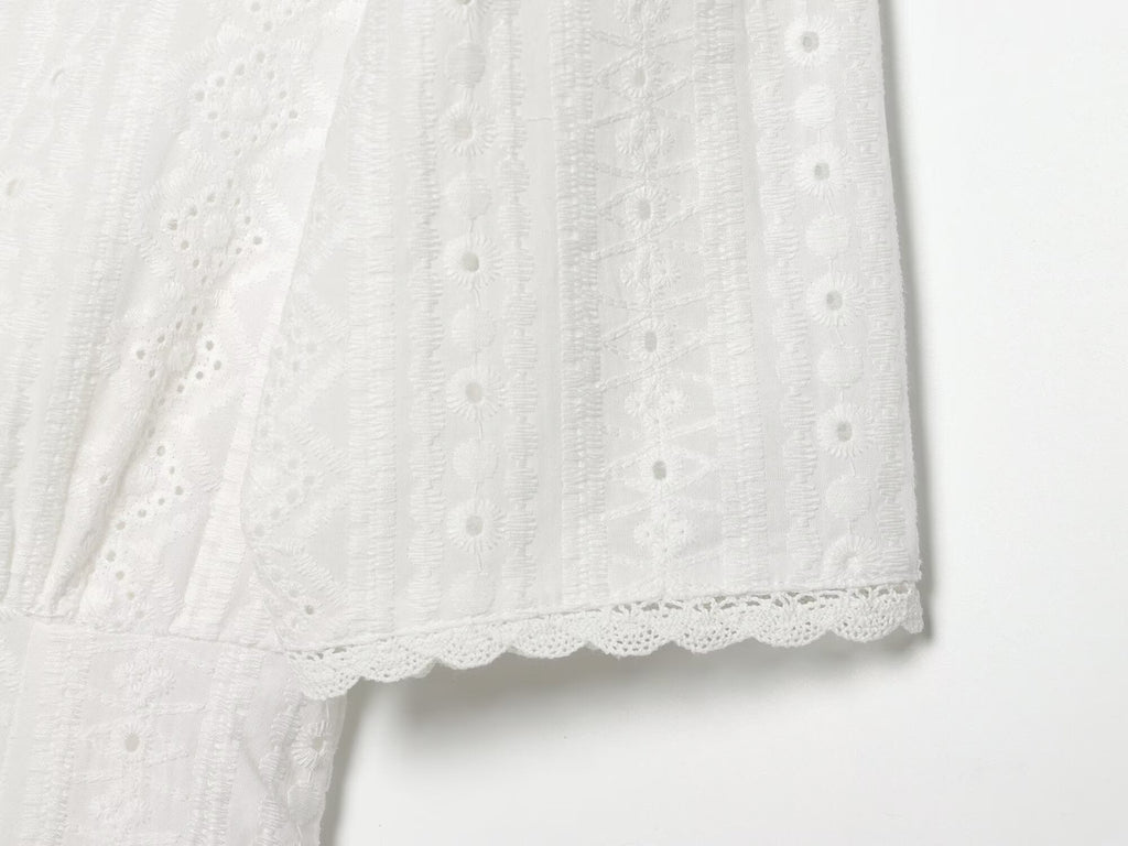 Women's hollow embroidery mini dress
