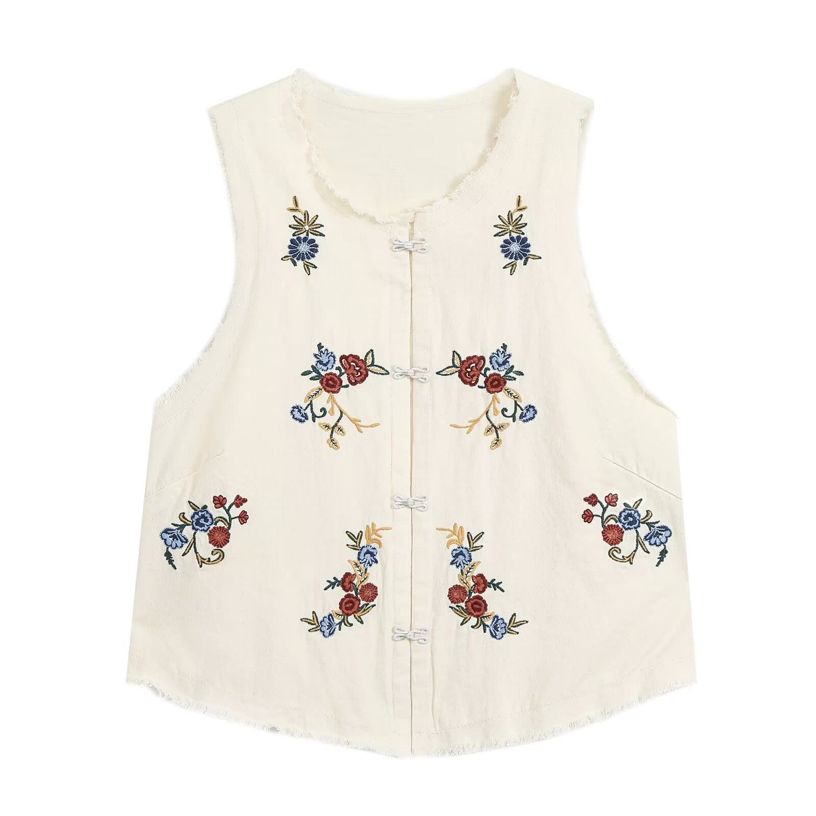 suit Women's 2 pieces embroidered vest style top+lantern pants