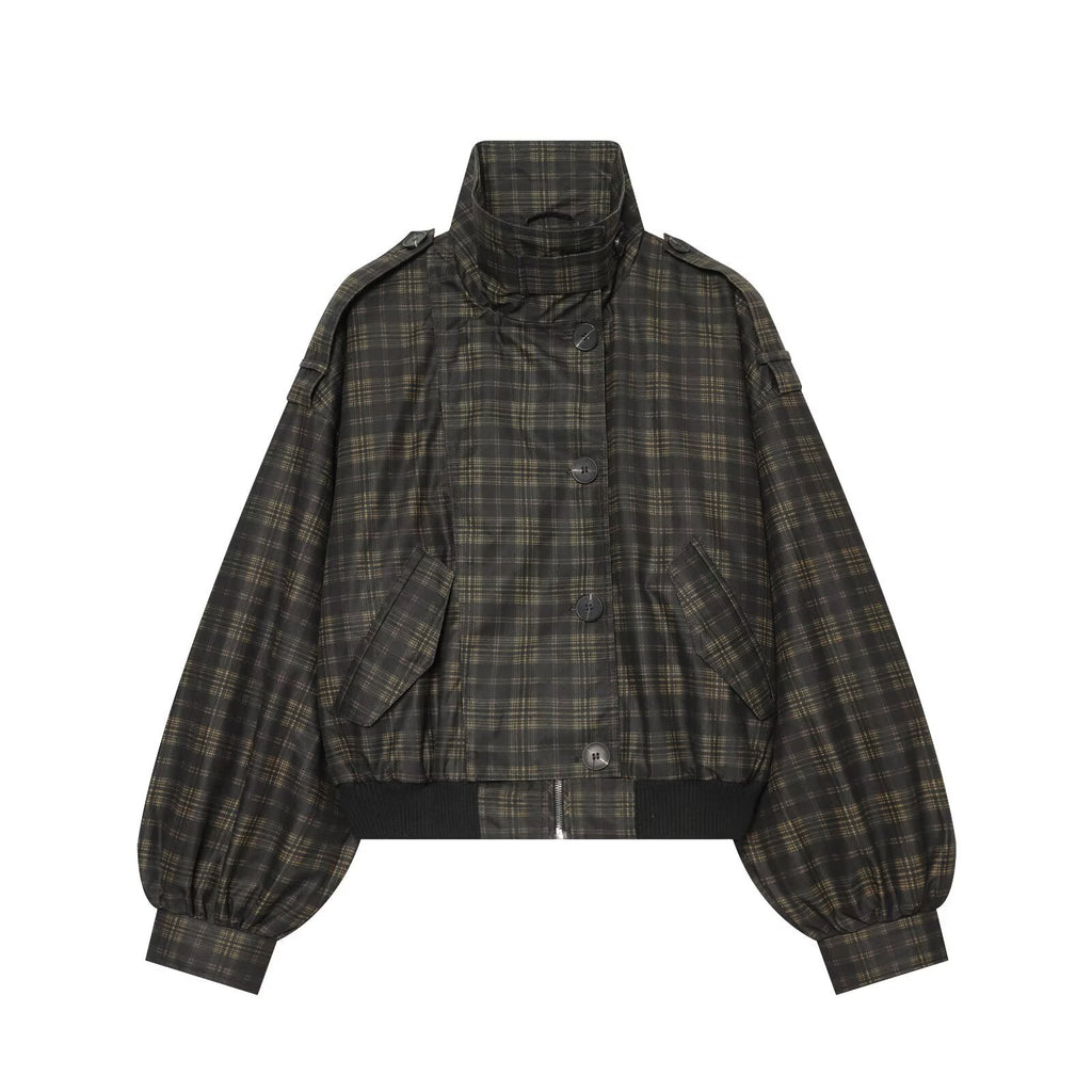 Women's casual checkered pilot jacket Coat
