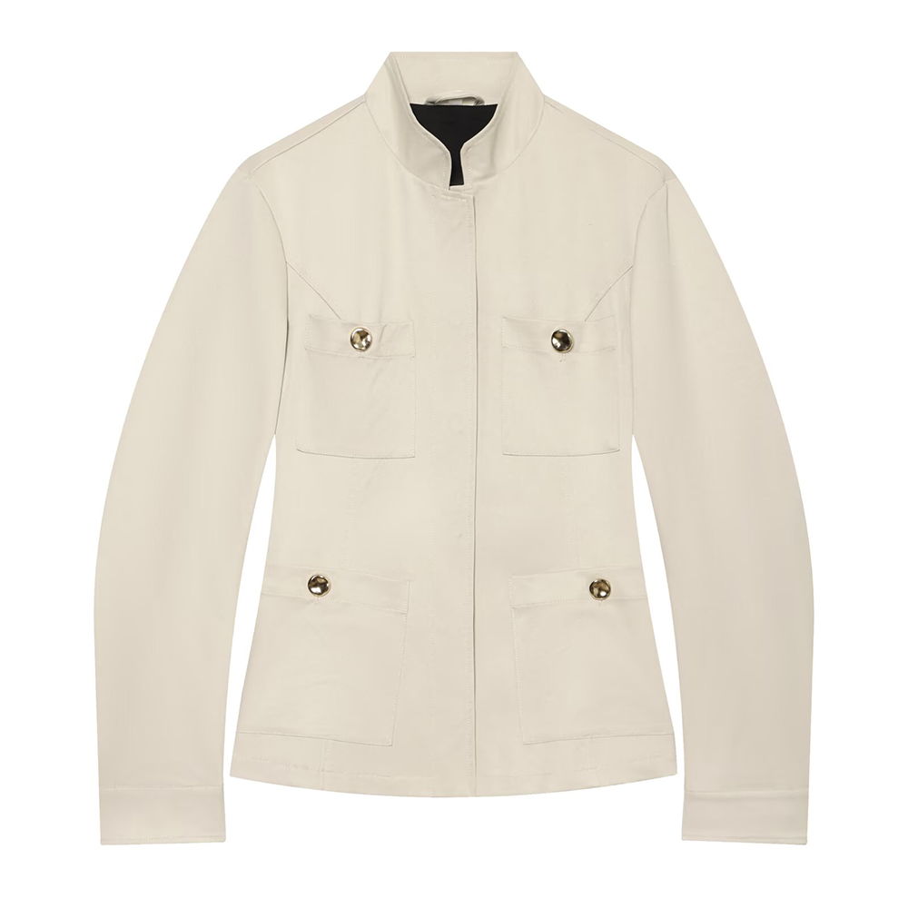 Women's pocket decoration slim stand collar jacket Coat