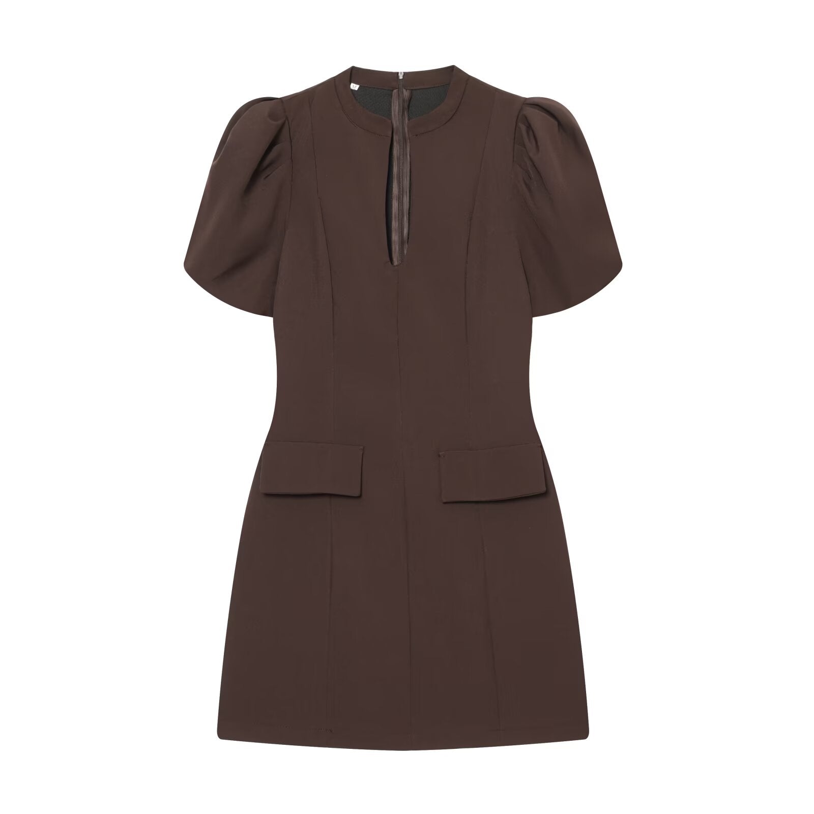 Women's O-Neck bubble sleeve mini dress