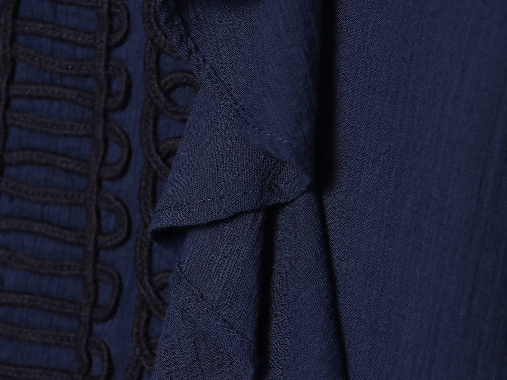 Women's layered decorative rope knot buttoned shirt