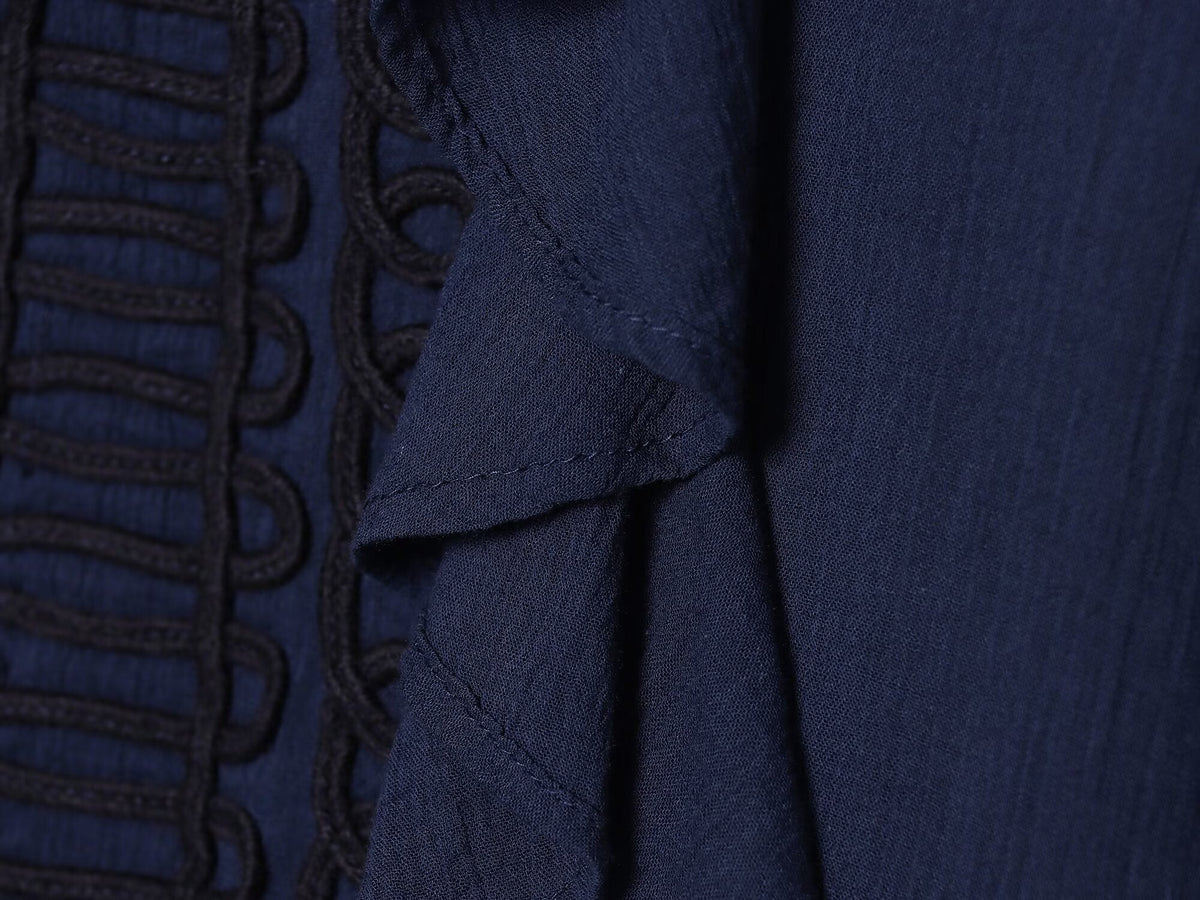 Women's layered decorative rope knot buttoned shirt