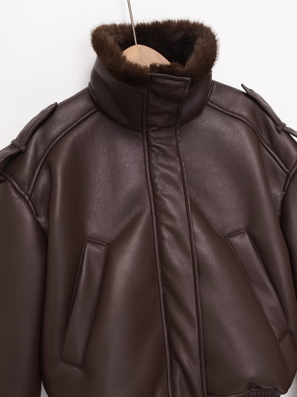 Women's double-sided faux leather pilot jacket Coat