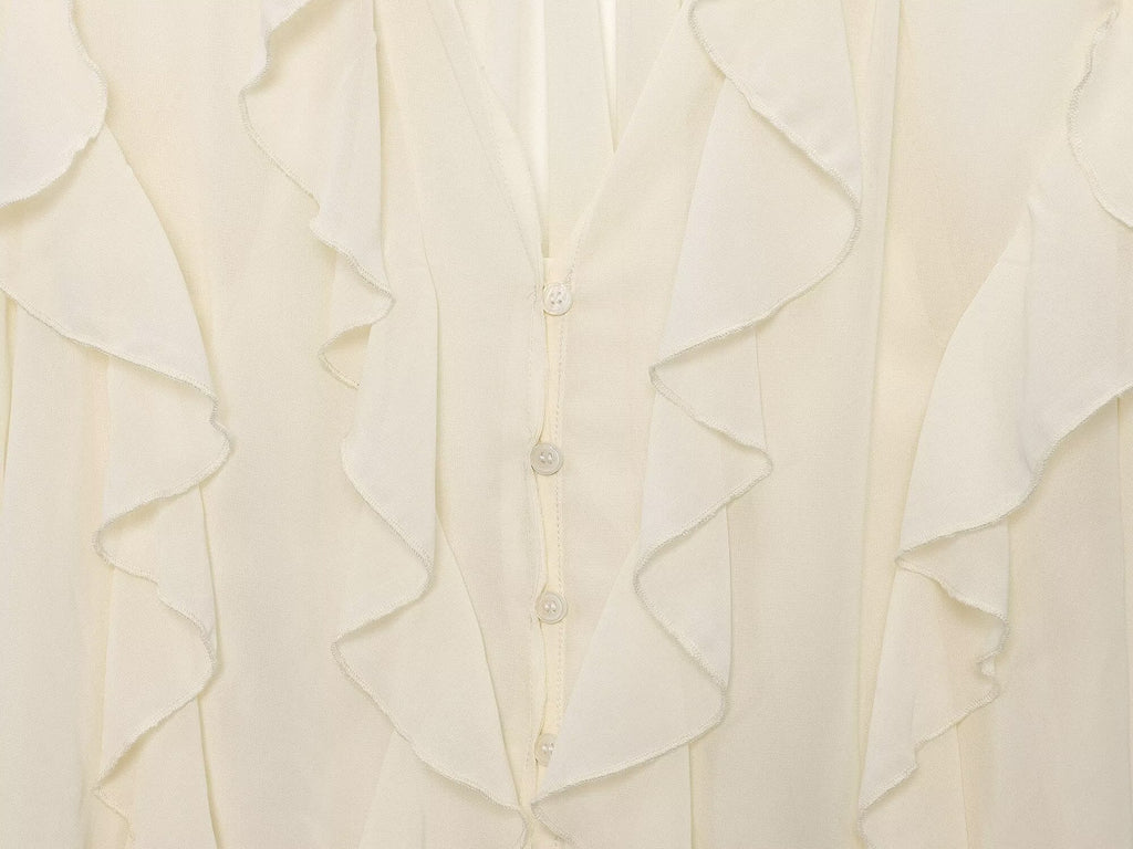 2025 Women's new fashion ruffled V-neck long sleeved shirt