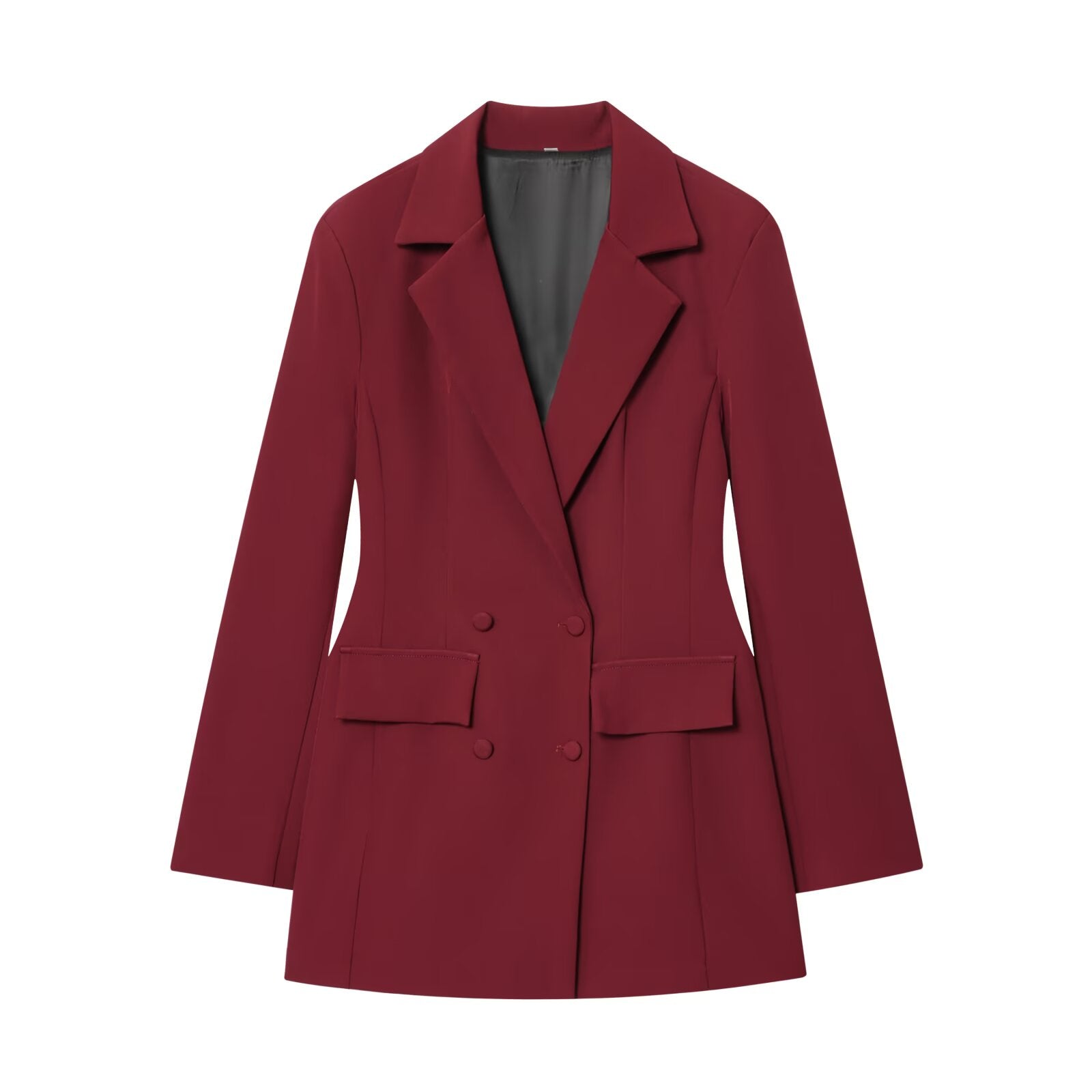 Women's solid slim double breasted Blazer Coat