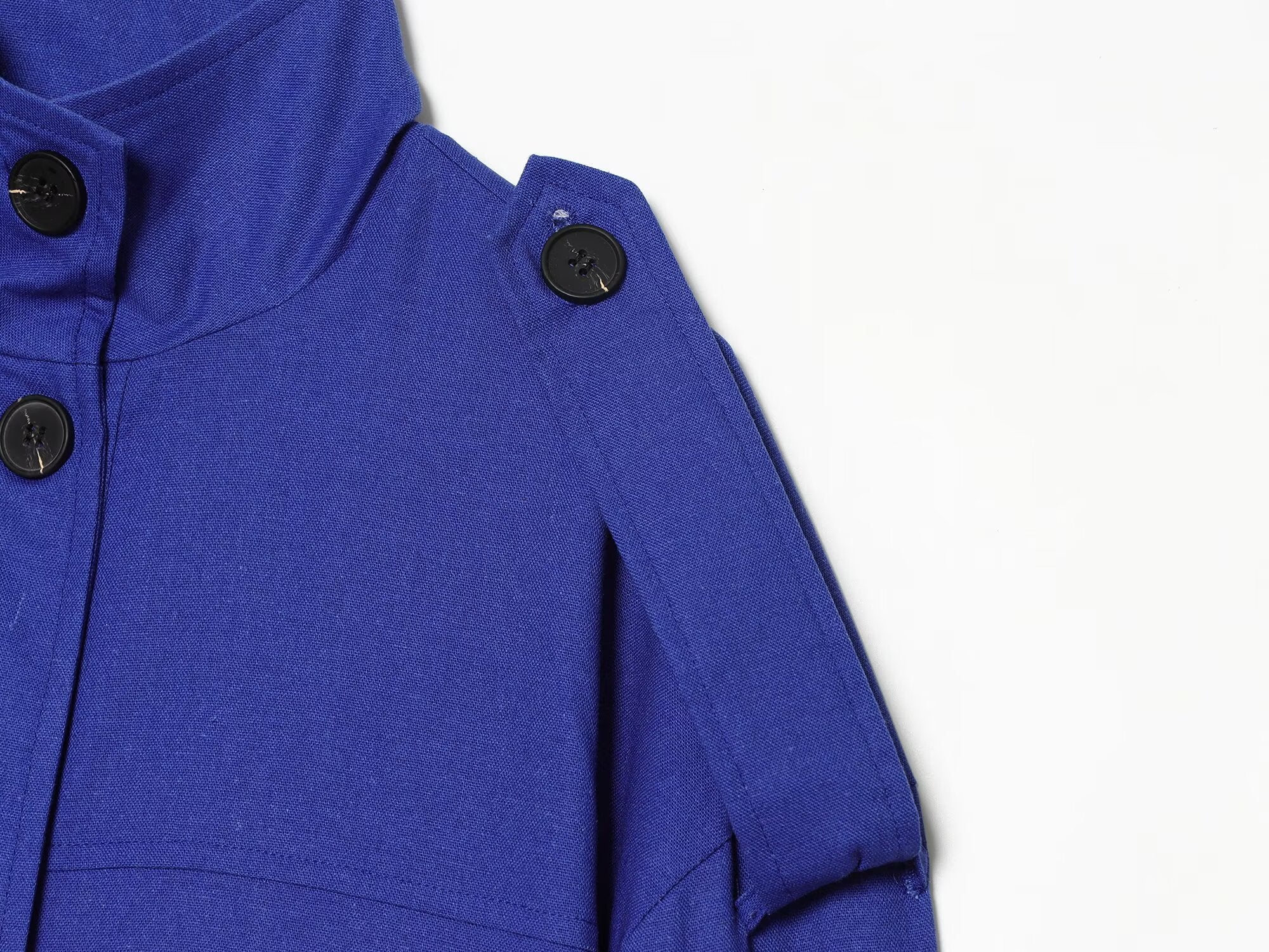 Women's standing collar linen blend Coat