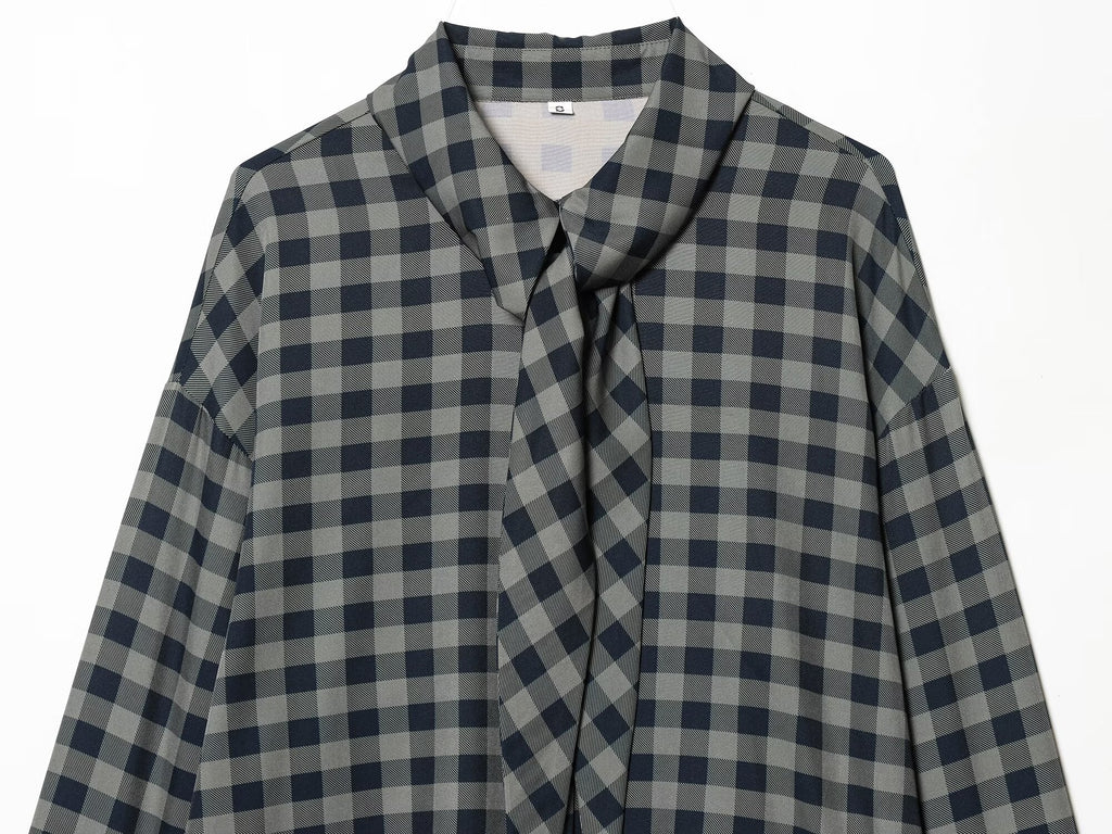 Women's scarf decoration casual plaid shirt