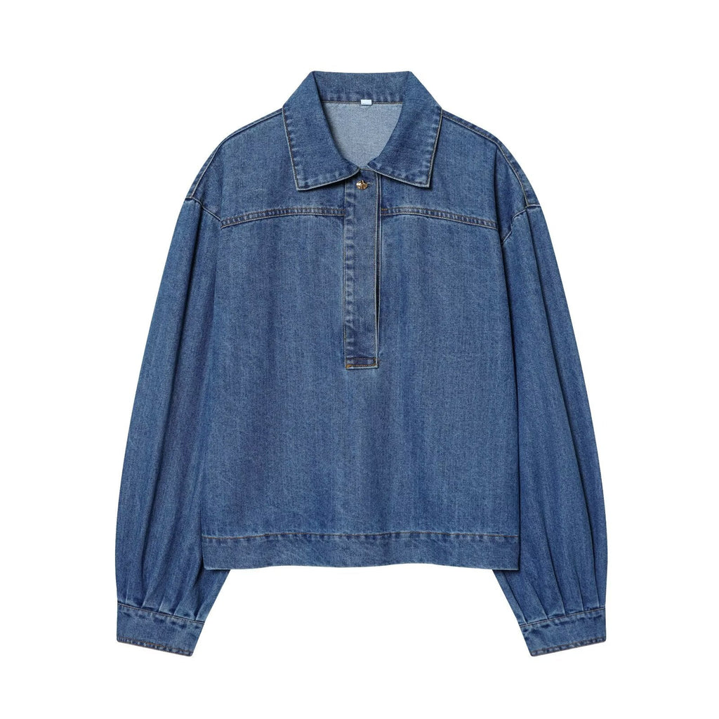 2026 Women's casual Lapel denim shirt