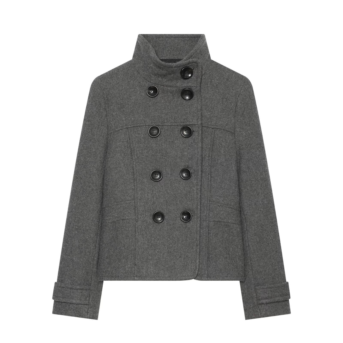 Women's standing collar double breasted woolen blend coat