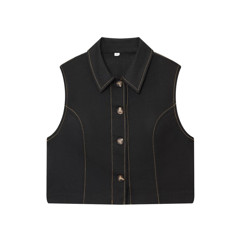 Women's New Fashion Casual Lapel Straight vest + Shorts Suit