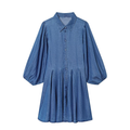 Women's bubble sleeve flared hem dress