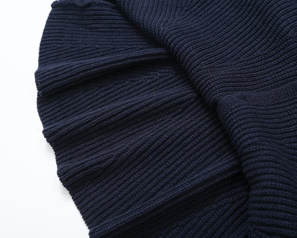 Women's A-line hem short skirt style knitted Coat