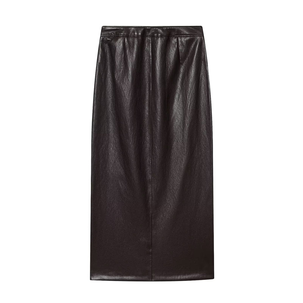 suit Women's 2 pieces with Belt faux leather effect sleeveless top+Skirts
