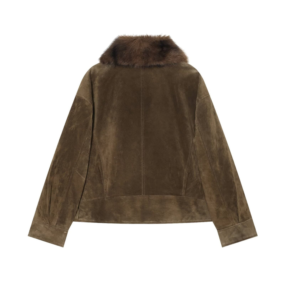 Women's fur collar patchwork leather cotton jacket Coat
