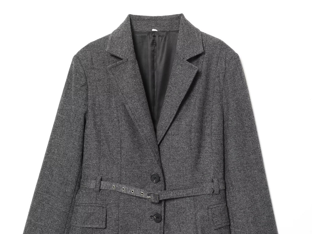 suit Women's 2 pieces with Belt casual lapel Blazer Coat +Pants