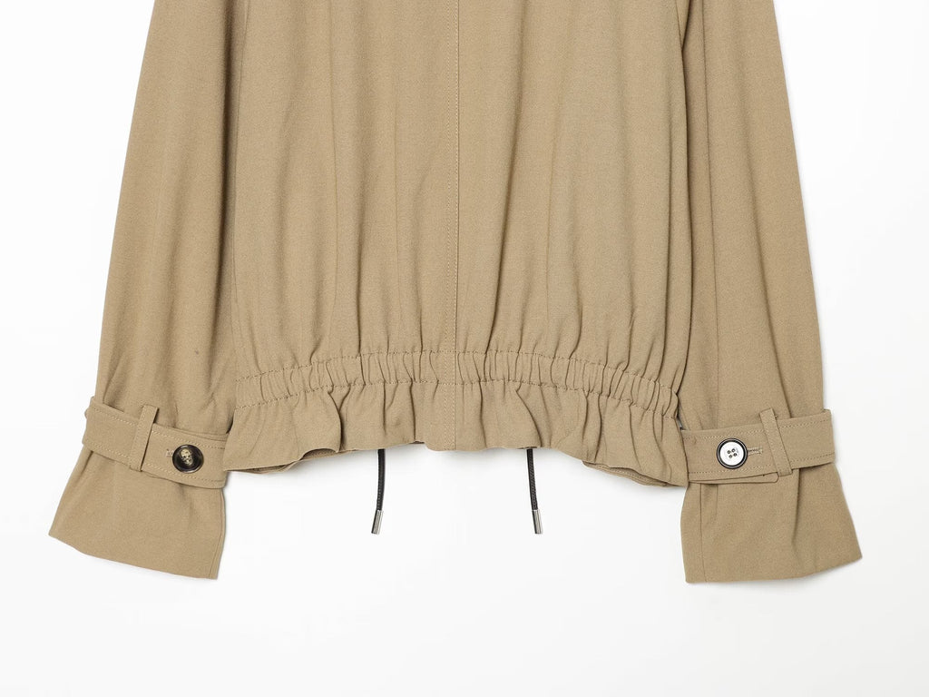 Women's with drawstring double breasted windbreaker Coat