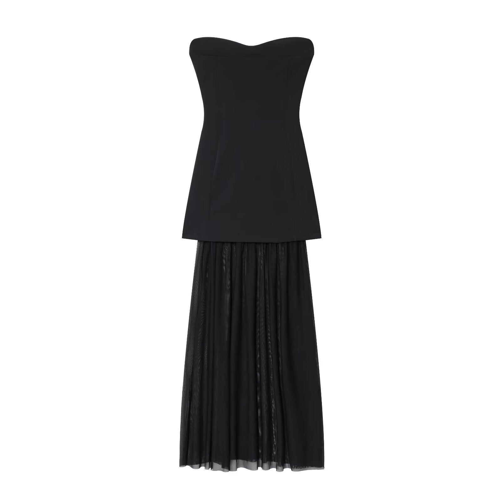 Women's new fashion sleeveless patchwork strapless MIDI dress