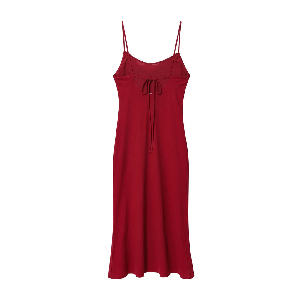 Women's Summer Fashion Ramie suspender Midi Dress