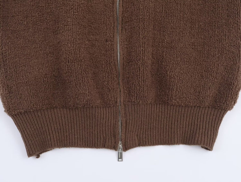 Women's lapel zipper fleece pilot jacket Coat
