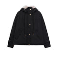 Women's faux fur effect hooded short parka coat