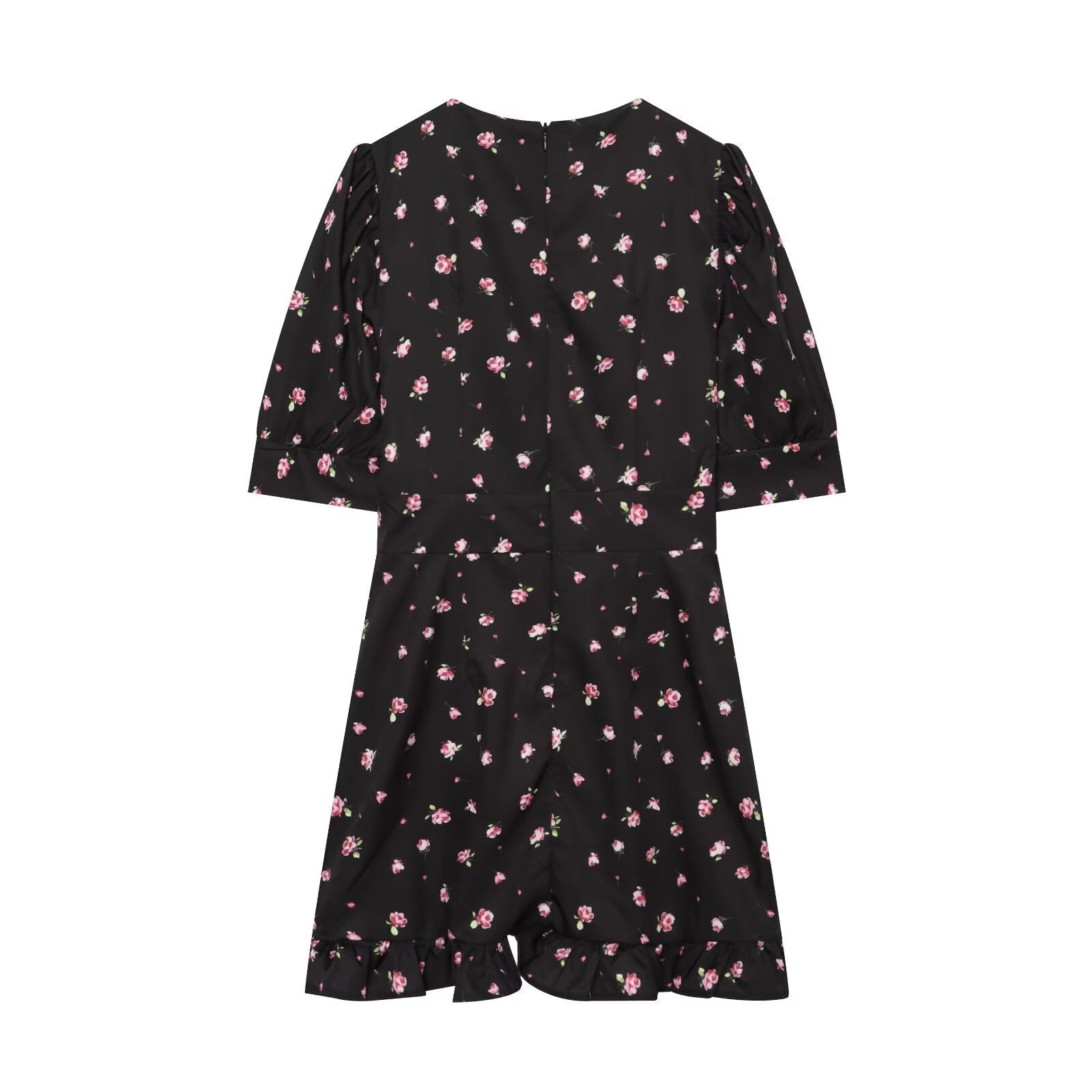 Women's slim V-neck printed mini dress