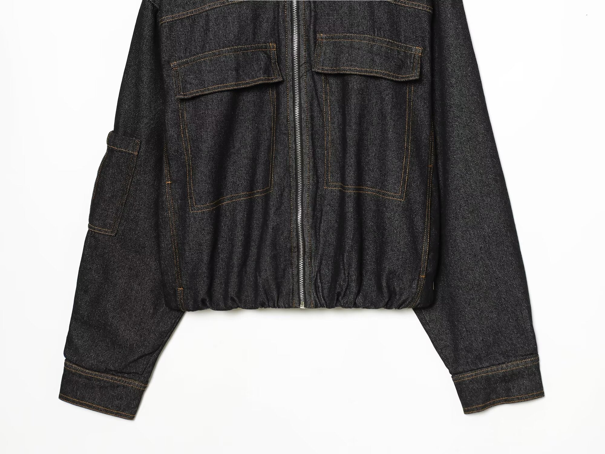suit Women's 2 pieces standing collar quilted pilot jacket Coat+ jeans