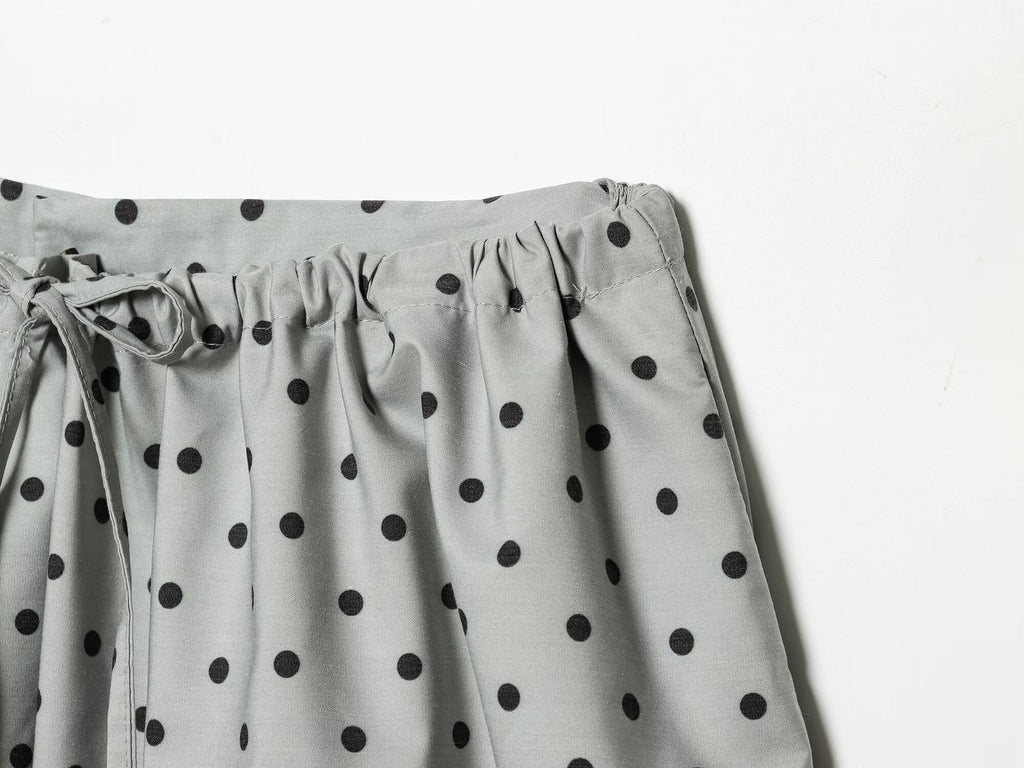 Women's bow decoration casual polka dot MIDI skirt