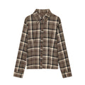 Women's new fashion slim single breasted plaid shirt