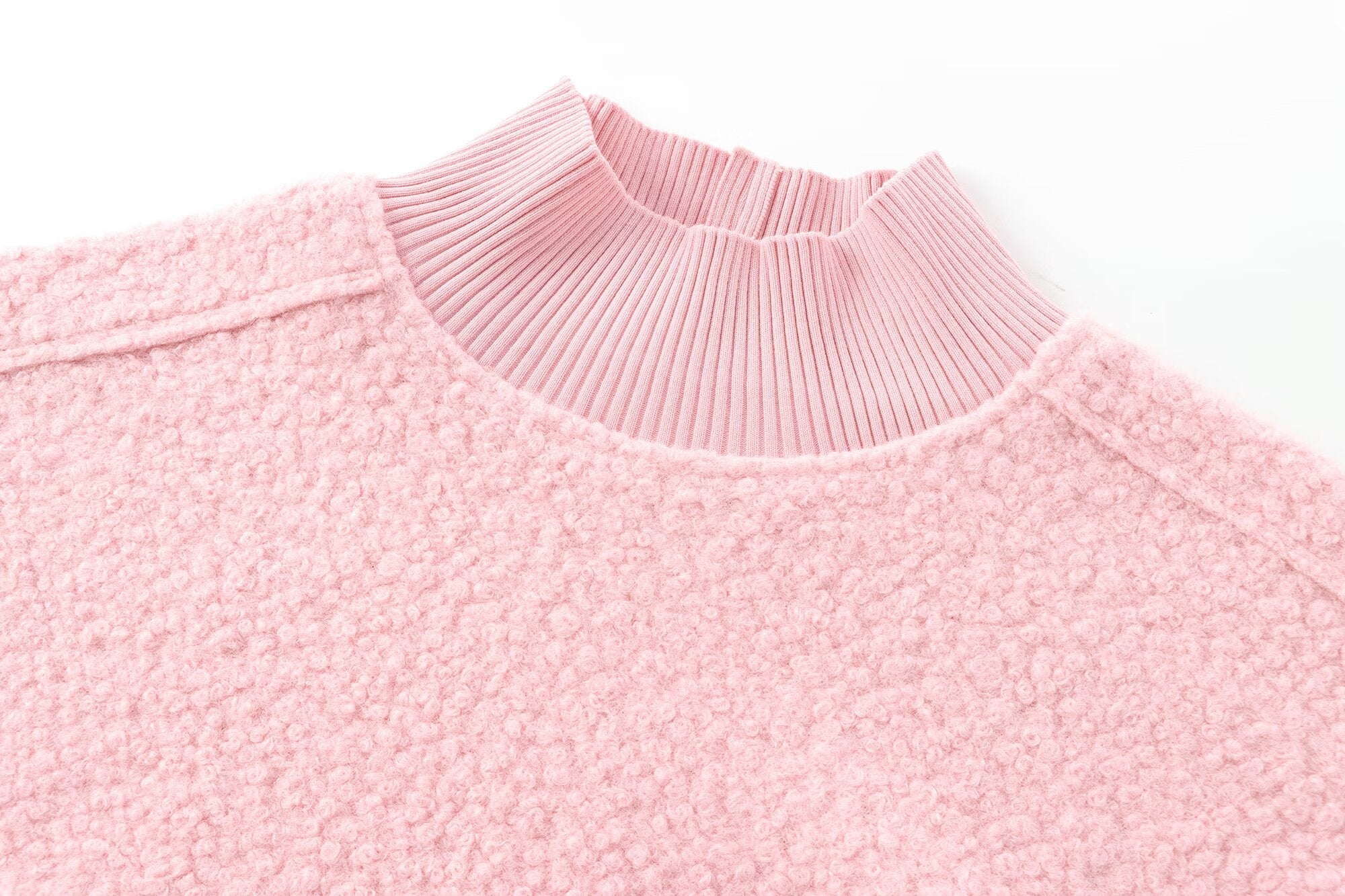 Women's short standing collar woolen sweatshirt