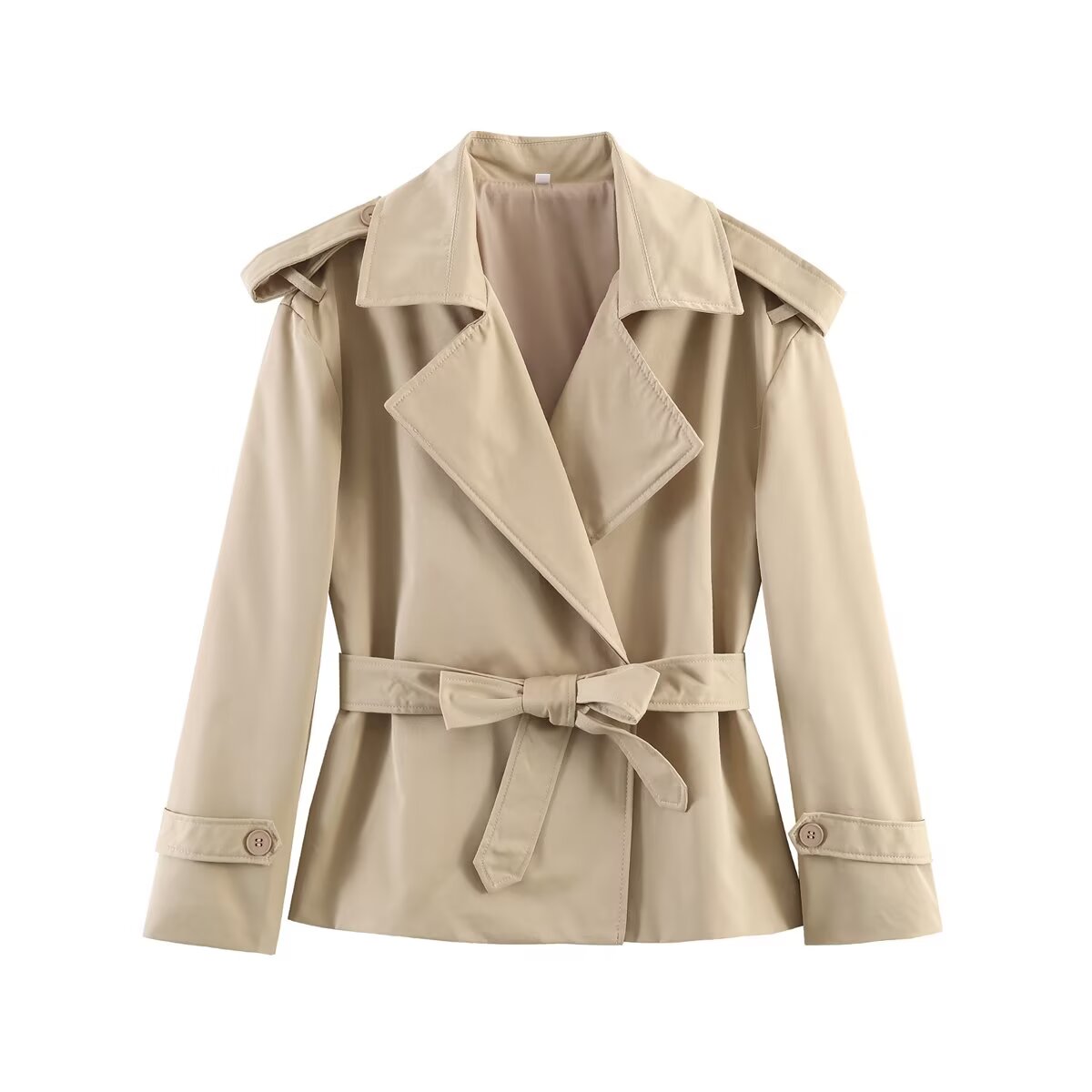 Women's with Belt large lapel windbreaker Coat