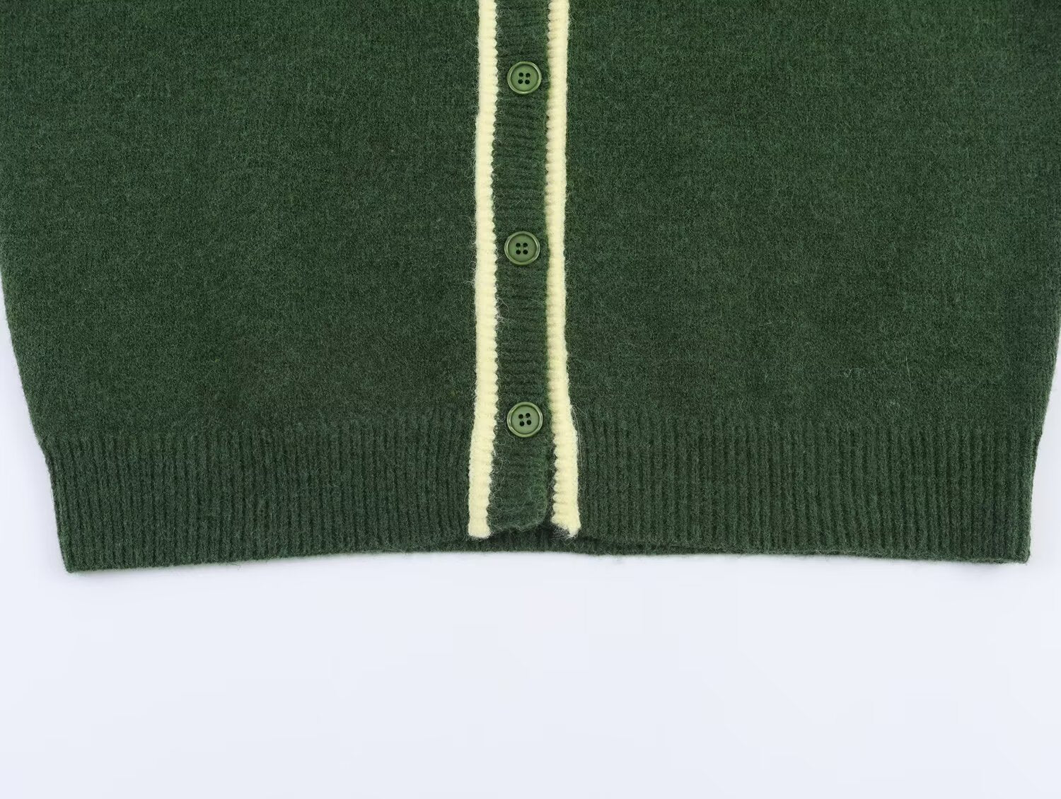 Women's contrasting color trimmed O Neck knitted Coat