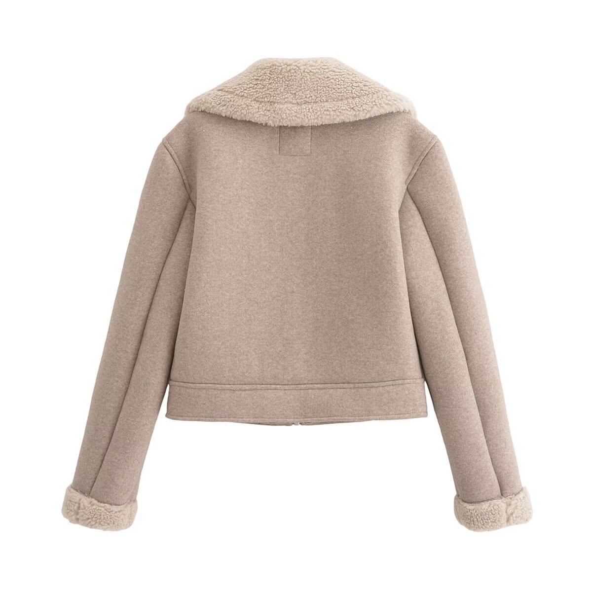 Women's casual short fur Leather jacket Coat