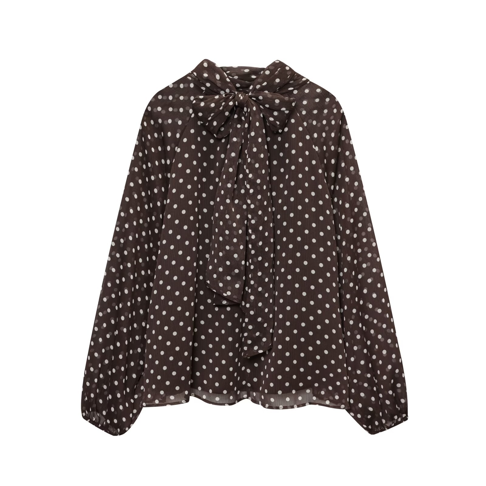 Women's bow decoration polka dot shirt