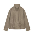 Women's soft textured stand collar pleated Coat