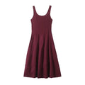 Women's Fashion Leisure draped Linen blend Vest Style Midi Dress