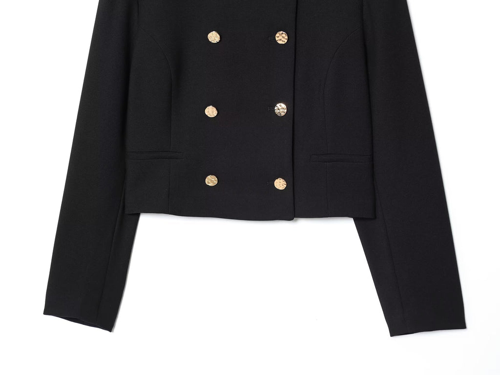 Women's 2025 new fashion short double breasted suit Coat+Pants suit