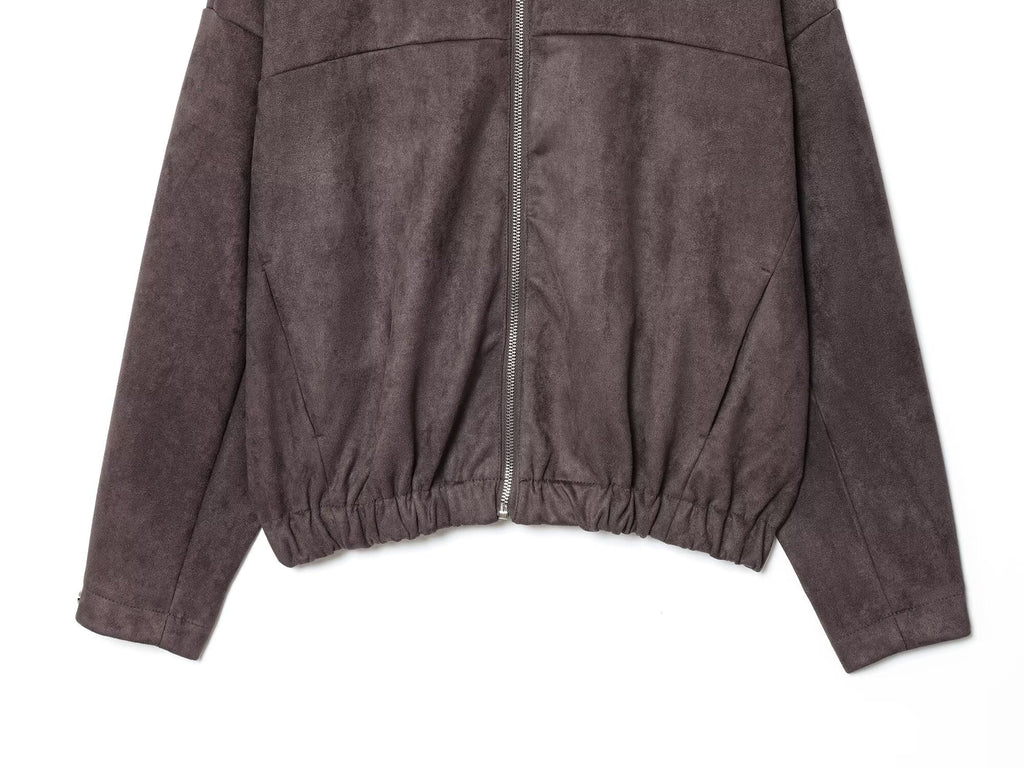 Women's new fashion anti suede effect O-Neck zipper jacket Coat