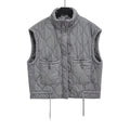 Women's loose Standing collar washed cotton vest