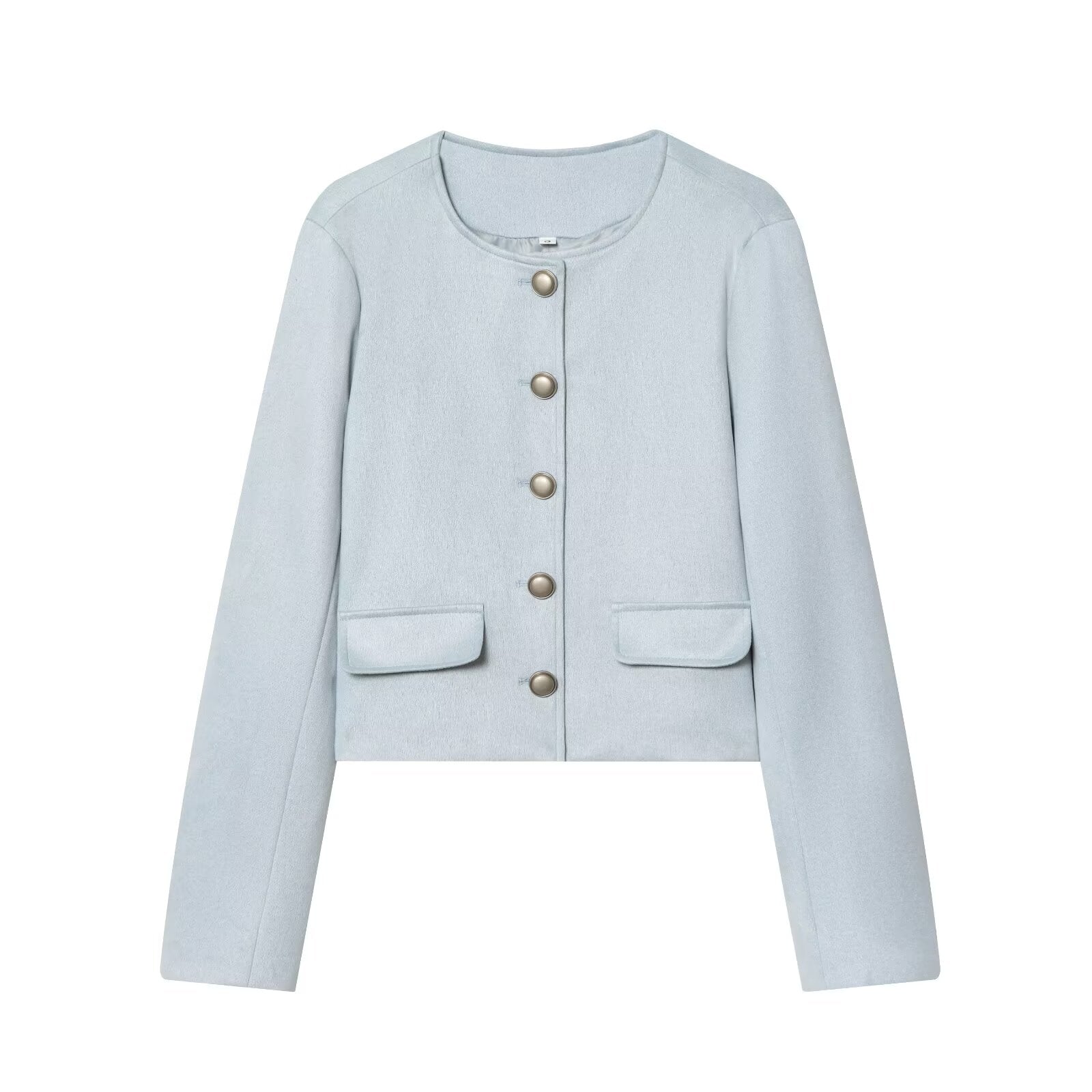 Women's suede texture short O Neck Coat