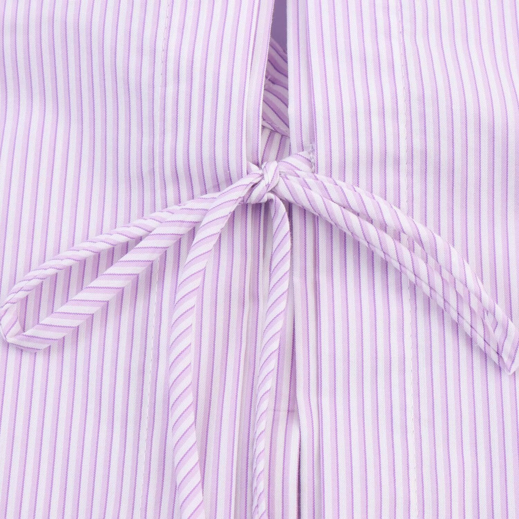 Women's new fashion back bow decoration poplin striped shirt