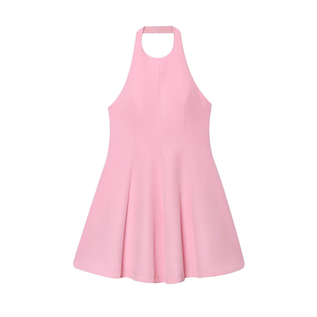 Women's Summer Fashion Wave style Hanging Neck Mini Dress